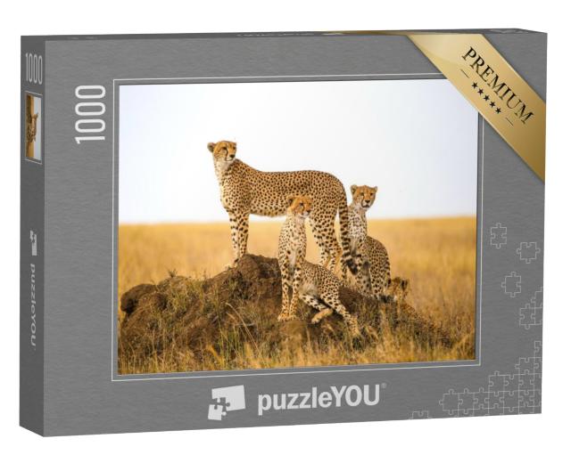 Puzzel 1000 stukjes „Jachtluipaarden in het Serengeti Nationaal Park, Tanzania“