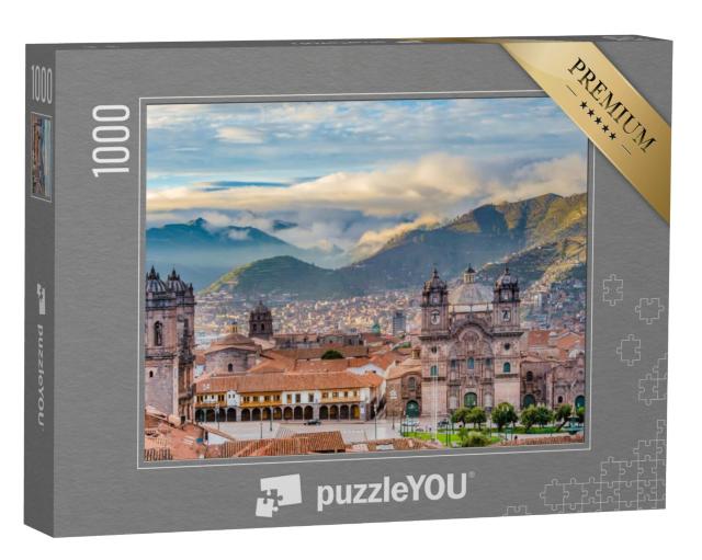 Puzzel 1000 stukjes „Ochtendzon op het Plaza de Armas, Cusco, stad“