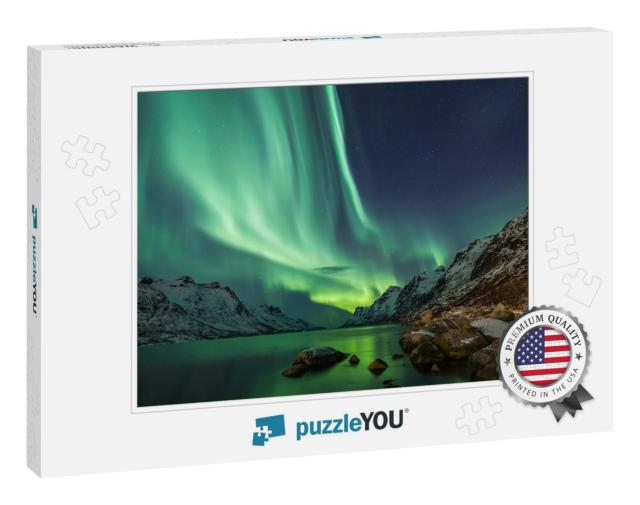 Northern Lights Above Waters Edge... Jigsaw Puzzle