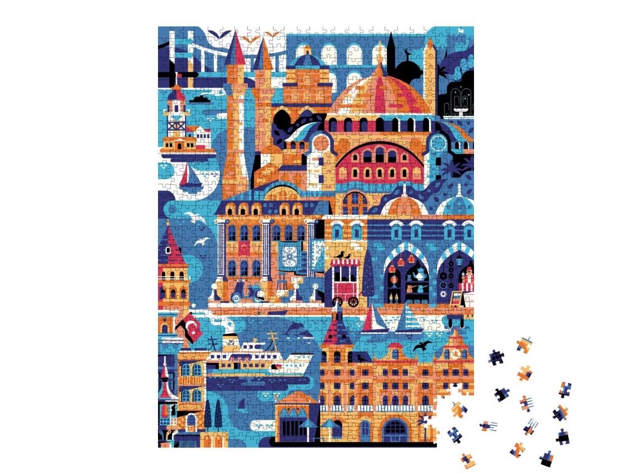 Puzzle 1000 Teile „Illustration: Wahrzeichen von Istanbul“