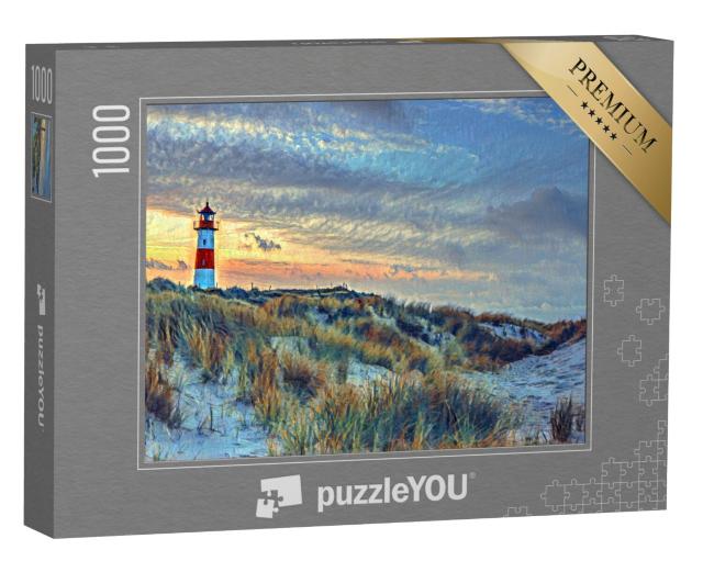 Puzzel 1000 stukjes „in de stijl van Paul-Cezanne - Noordse vuurtoren op Sylt - Puzzelcollectie Kunstenaars & Schilderijen“