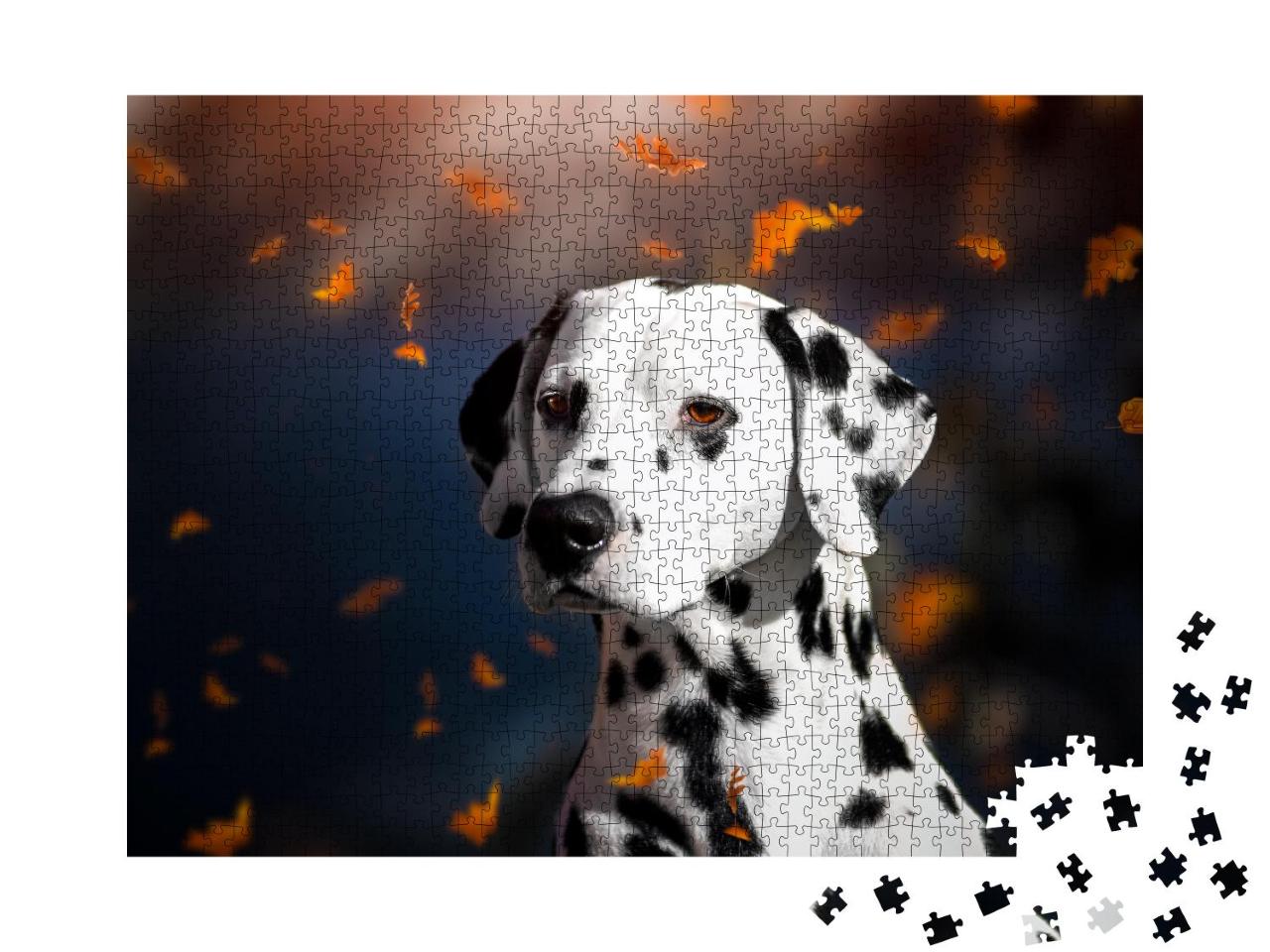 Puzzle 1000 Teile „Porträt eines Dalmatiners im Herbst“