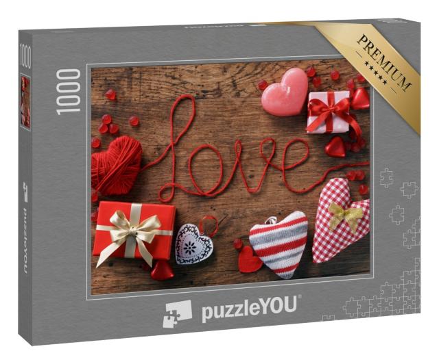 Puzzle 1000 Teile „Der Rote Faden der Liebe zum Valentinstag“
