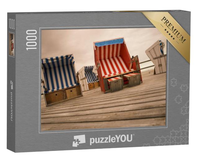 Puzzel 1000 stukjes „Strandstoelen op een platform, Sankt Peter Ording“