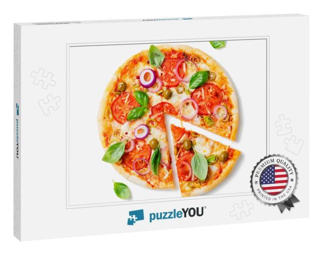 Italian Pizza with Melted Mozzarella Cheese Green Olives... Jigsaw Puzzle