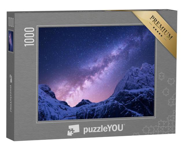 Puzzel 1000 stukjes „Melkweg boven besneeuwde bergen van de Himalaya, Nepal“