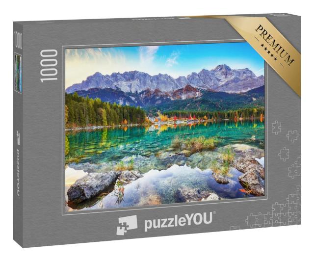 Puzzle 1000 Teile „Herbst am Eibsee, Bayerische Alpen, Deutschland“