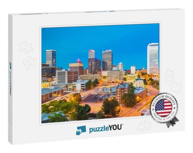 Tulsa, Oklahoma, USA Downtown City Skyline At Twilight... Jigsaw Puzzle