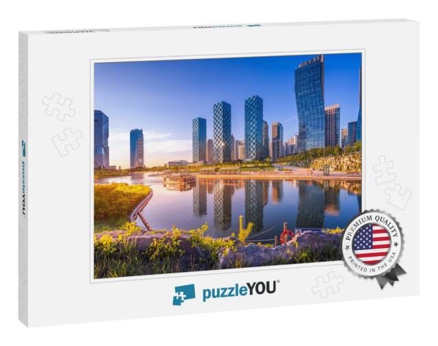 Seoul City with Beautiful After Sunset, Central Park in S... Jigsaw Puzzle