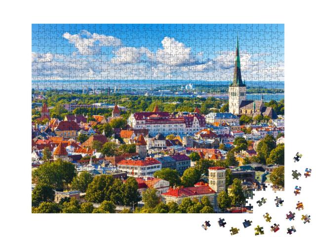 Puzzle 1000 Teile „Panorama der Altstadt von Tallinn, Estland“