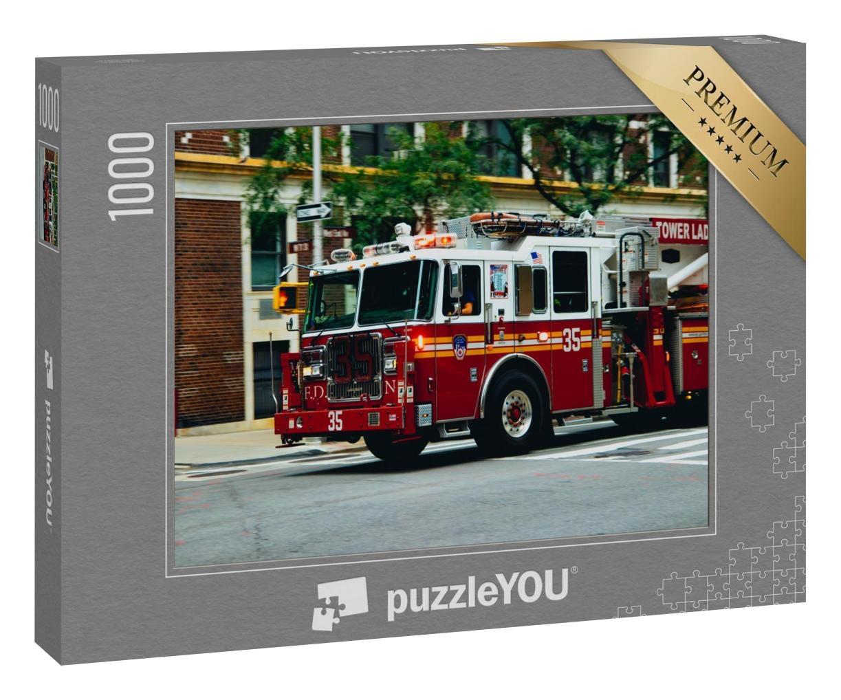 Puzzle 1000 Teile „Feuerwehrauto in New York City“