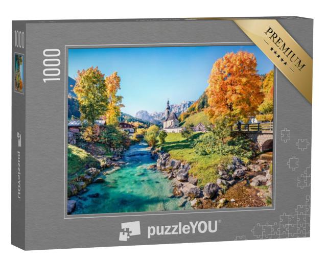 Puzzel 1000 stukjes „Ochtendtafereel van de parochiekerk van St. Sebastian, Beieren“