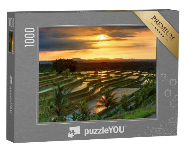 Puzzel 1000 stukjes „Jatiluwih rijstterrassen op Bali bij zonsopgang, Indonesië“