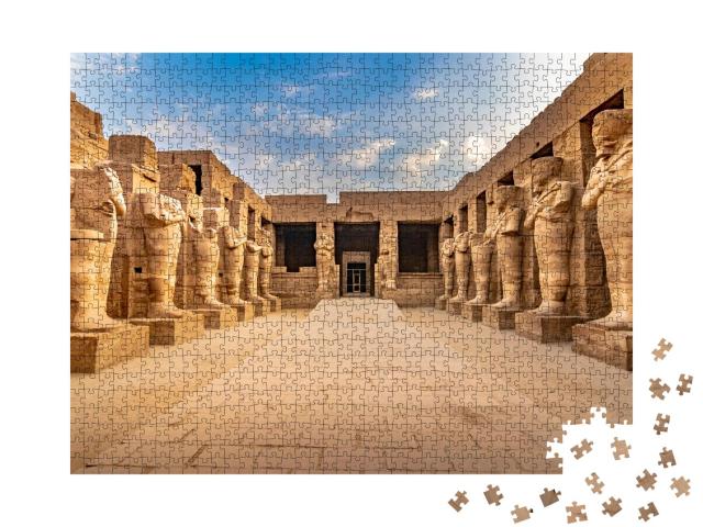 Puzzle 1000 Teile „Große Skulpturen und Pharaonen im Karnak Tempel, Ägypten“