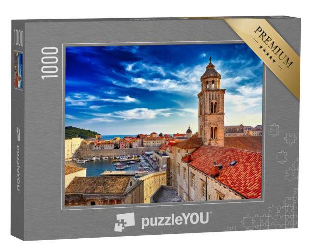 Puzzel 1000 stukjes „Oude stad Dubrovnik bij zonsondergang, Kroatië“