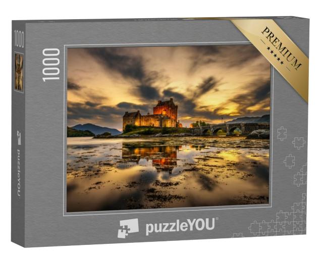 Puzzel 1000 stukjes „Adembenemende zonsondergang boven Eilean Donan Castle, Schotland“