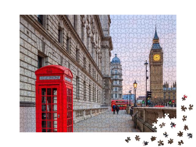 Puzzle 1000 Teile „Abendliche Londoner Skyline mit Big Ben und Houses of Parliament“