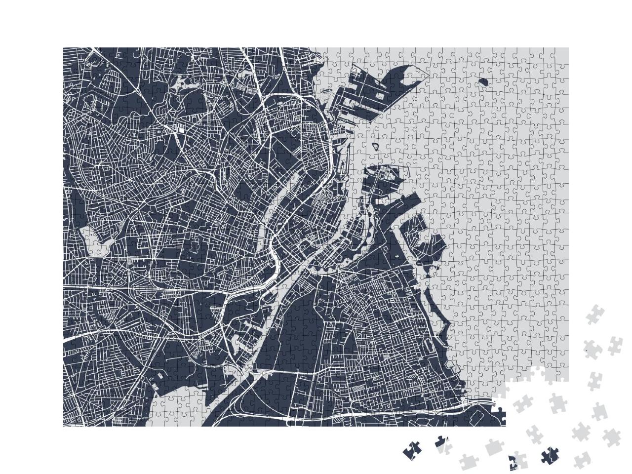 Puzzle 1000 Teile „Vektor-Karte der Stadt Kopenhagen, Dänemark“