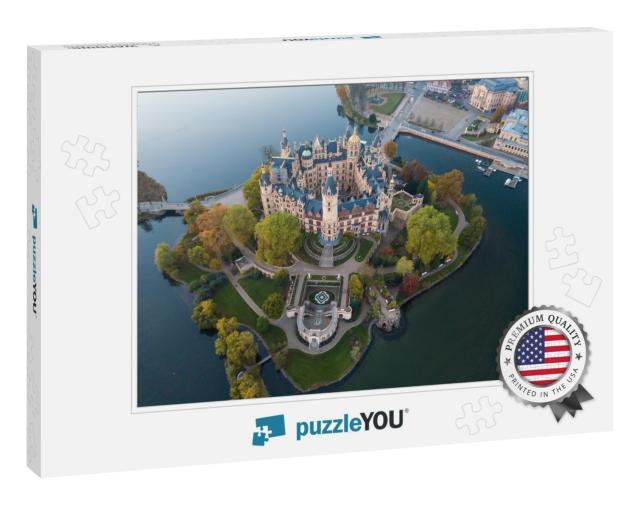 Amazing Schwering Castle from the Sky in Autumn... Jigsaw Puzzle