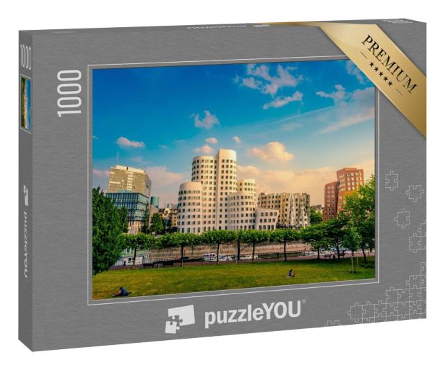 Puzzle 1000 Teile „Blick auf den Medienhafen am Rhein, Düsseldorf, Deutschland“