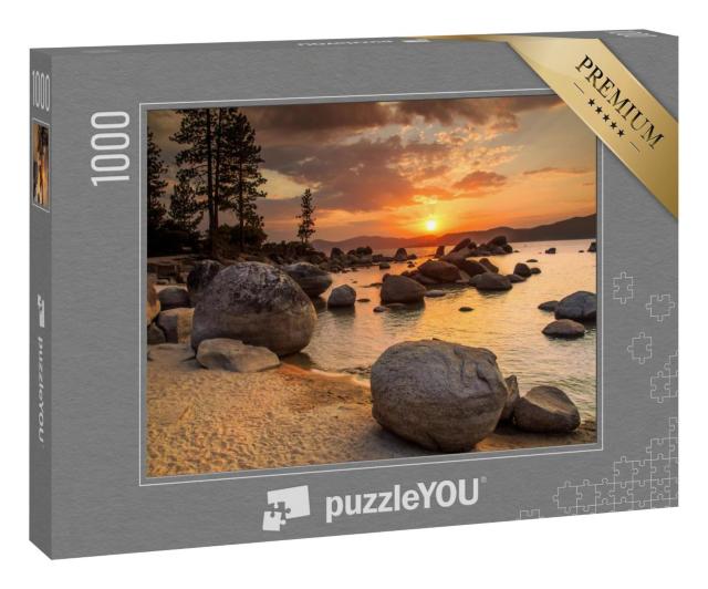 Puzzle 100 Teile „Lake Tahoe bei Sonnenuntergang“