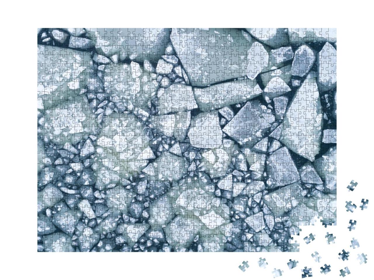 Puzzle 1000 Teile „Weißes Eis und dunkles Wasser im Winter“