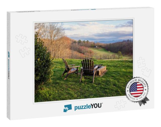 Adirondack Chairs with a Scenic View of the Countryside &... Jigsaw Puzzle