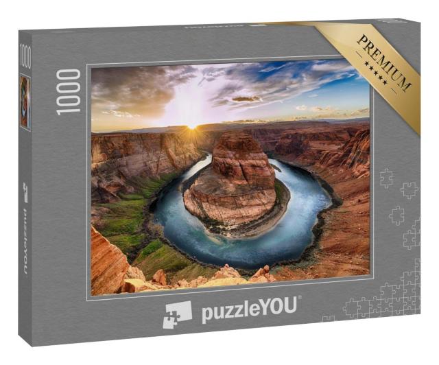 Puzzle 1000 Teile „Atemberaubender Sonnenuntergang am Horseshoe Bend, Colorado Canyon“