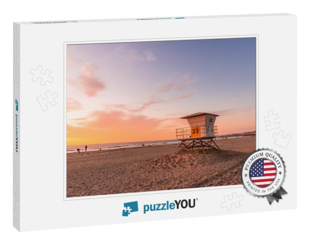 Lifeguard Tower on the Beach At Sunset... Jigsaw Puzzle