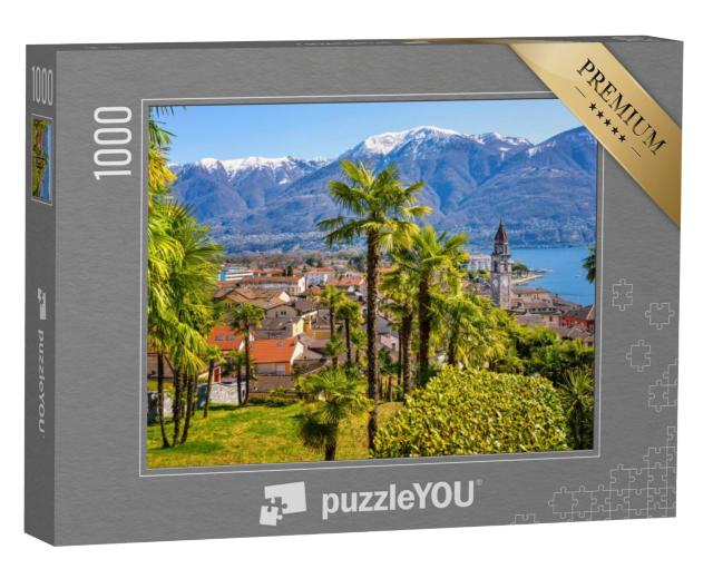 Puzzel 1000 stukjes „Palmbomen en besneeuwde bergtoppen“