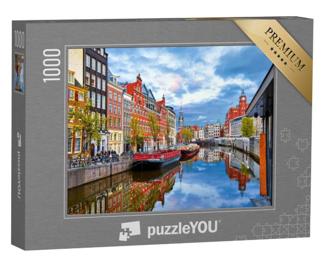 Puzzel 1000 stukjes „Gracht in Amsterdam in de lente, Nederland“