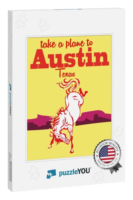 Take a Plane to Austin Texas, Austin Texas Travel Poster... Jigsaw Puzzle