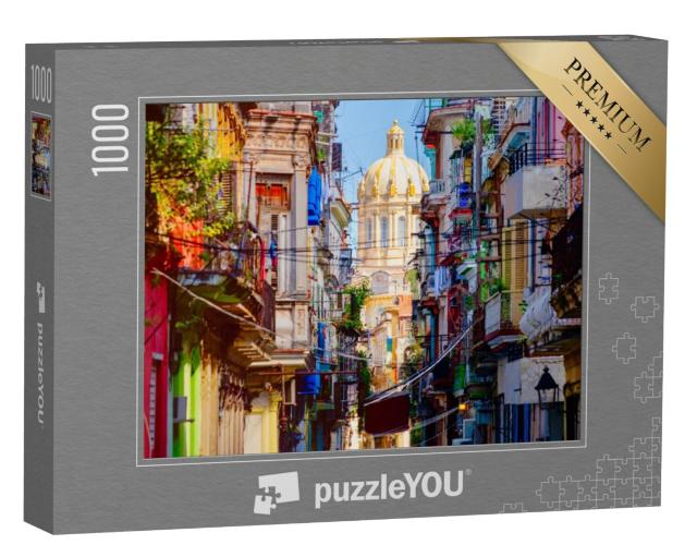 Puzzel 1000 stukjes „Kleurrijke straat in Havana, Cuba“