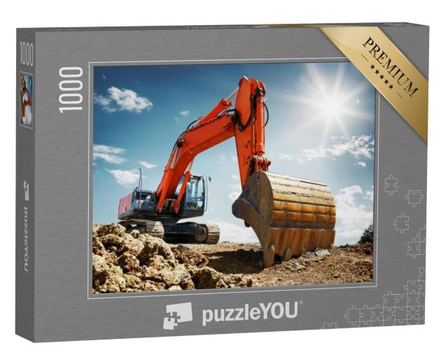 Puzzel 1000 stukjes „Vooraanzicht van een rupsgraafmachine“