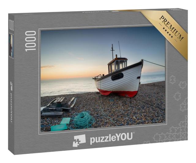 Puzzle 1000 Teile „Fischerboot am Strand von Dungeness, Küste von Kent“