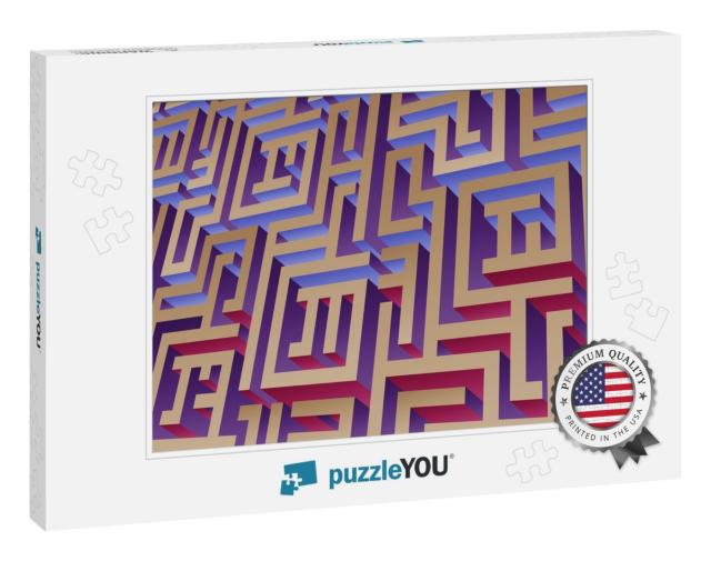 Maze Background, 3D Rendering, Isometric Perspective. in... Jigsaw Puzzle