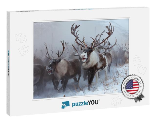 Reindeer on a Background of Snow & Forest... Jigsaw Puzzle