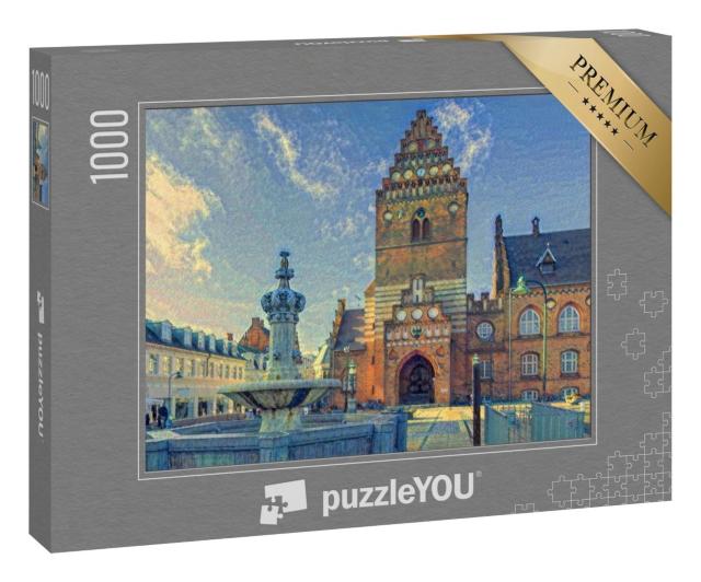 Puzzle 1000 Teile „im Stil von Paul-Cezanne - Rathaus in Roskilde - Puzzle-Kollektion Künstler & Gemälde“