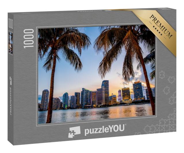 Puzzle 1000 Teile „Abendlicher Blick auf die Skyline von Miami, Florida, USA“