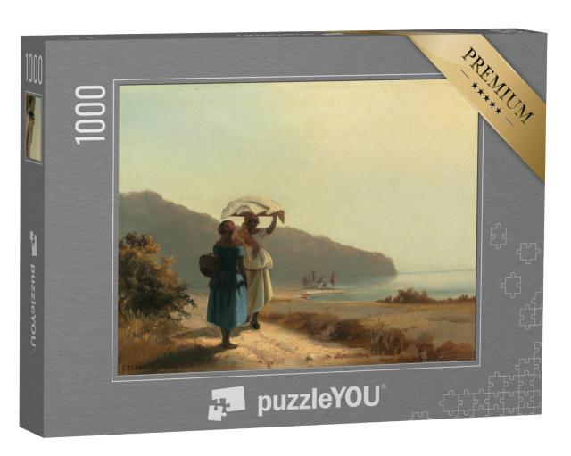 Puzzel 1000 stukjes „Camille Pissarro - Twee pratende vrouwen bij de zee, St Thomas“