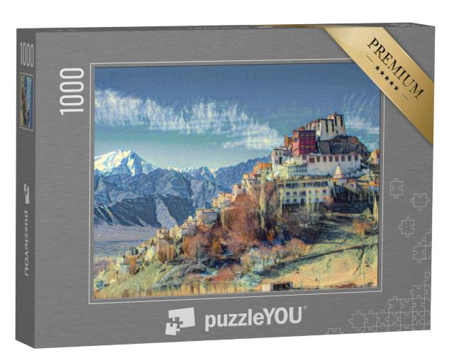 Puzzel 1000 stukjes „in de stijl van Paul-Cezanne - Thiksey klooster, Leh-Ladakh India“