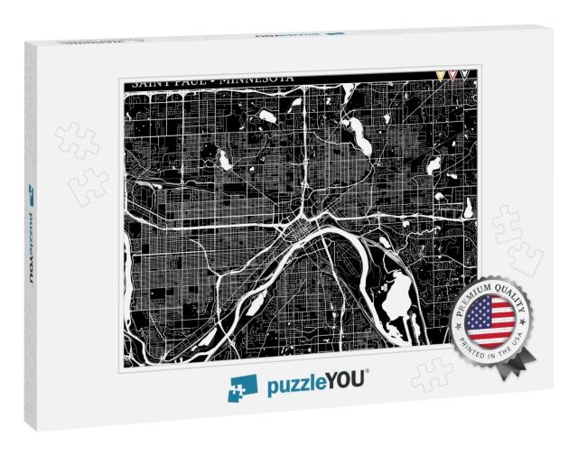 Simple Map of Saint Paul, Minnesota, Usa. Black & White V... Jigsaw Puzzle
