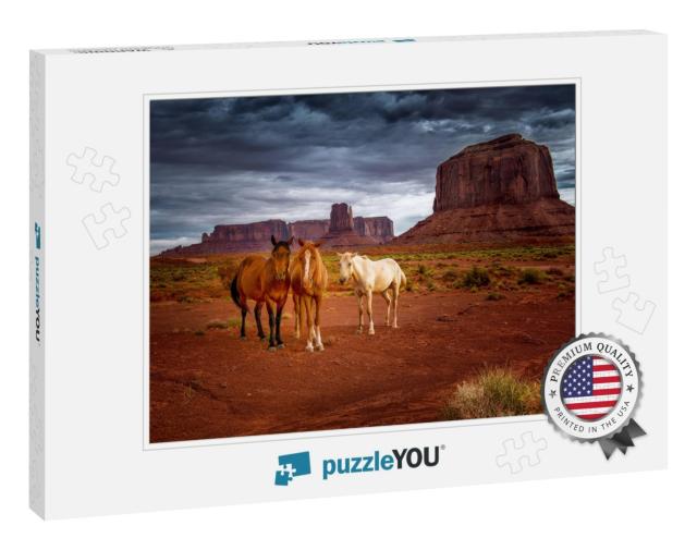 Wild Horses in the Desert of Monument Valley in Arizona... Jigsaw Puzzle