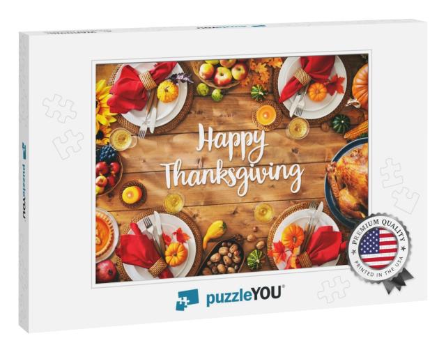 Thanksgiving Celebration Traditional Dinner Setting Meal... Jigsaw Puzzle