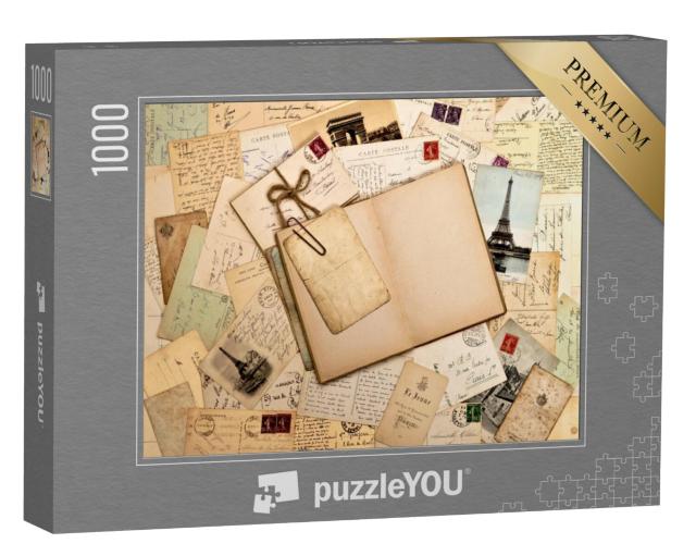 Puzzel 1000 stukjes „Oude brieven, ansichtkaarten en leeg open boek“