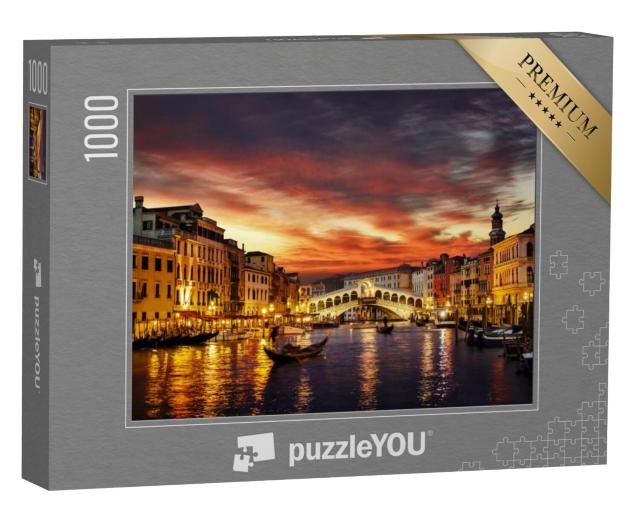 Puzzel 1000 stukjes „Rialtobrug bij zonsondergang, Venetië, Italië“