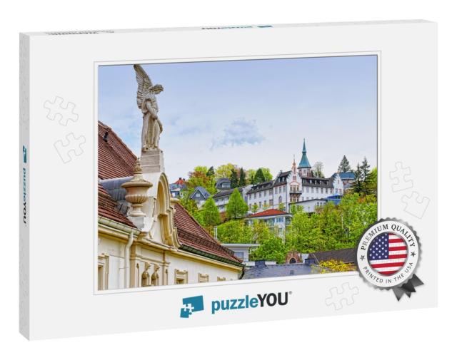 Panoramic View of Baden-Baden City & the Angel Sculpture... Jigsaw Puzzle