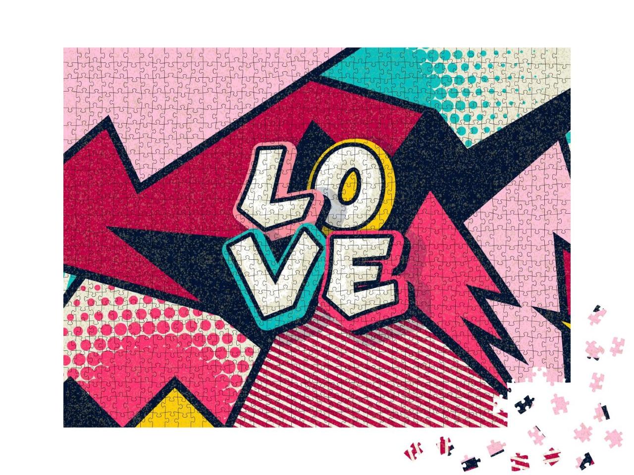 Puzzle 1000 Teile „Liebe! Pop-Art: Comic-Wort als modisches Banner“