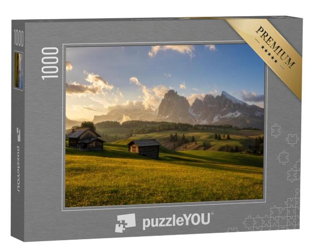 Puzzel 1000 stukjes „Zomersfeer op de Seiser Alm, Zuid-Tirol, Italië“