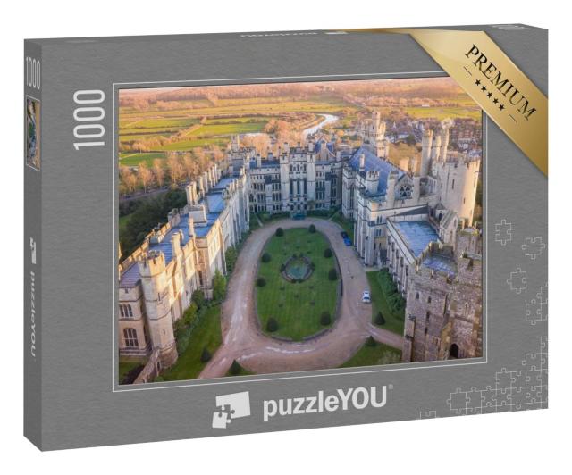 Puzzle 1000 Teile „Schloss Arundel, West Sussex, England, Vogelperspektive auf den Innenhof“